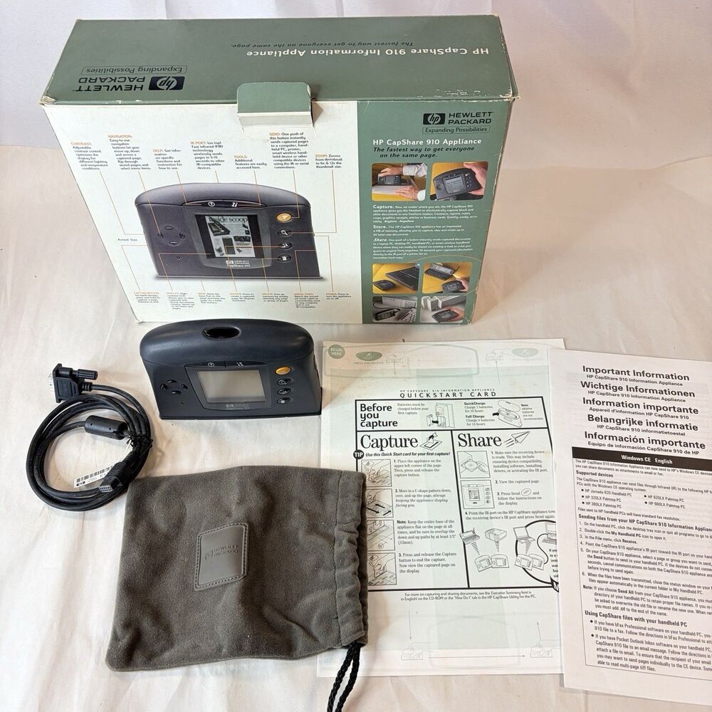 Hewlett Packard HP CapShare 910 Information Appliance C6301B Power On W/Box